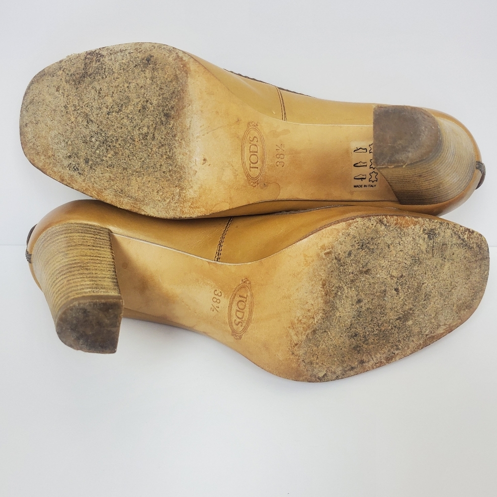 TOD'S Stacked Heel Loafer Pumps - Picture 13 of 15